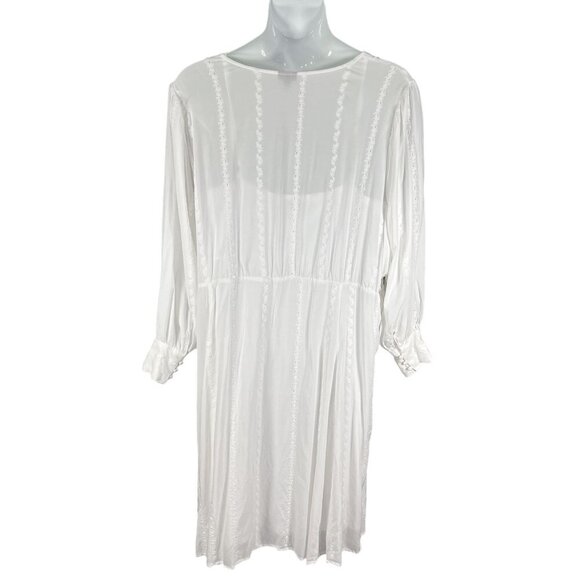 Torrid Womens 5X Button Up Long Sleeve Midi Challis White Dress Cottagecore Boho - Picture 2 of 16